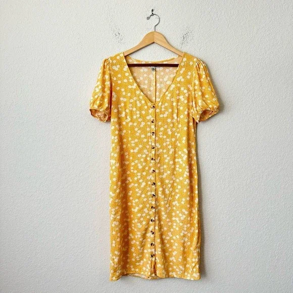Amuse Society | Dresses | Amuse Society Golden Yellow Floral Print Midi  Shirt Dress | Poshmark